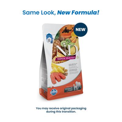 Show full view: Farmina N&D Tropical Selection Salmon Adult Medium & Maxi Dry Dog Food, 4.4-lb bag slide 3 of 11