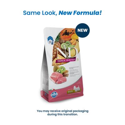 Show full view: Farmina N&D Tropical Selection Pork Adult Mini Dry Dog Food, 3.3-lb bag slide 3 of 4