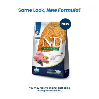 Show full view: Farmina N&D Ancestral Lamb & Blueberry Low-Grain Dry Cat Food, 11-lb bag slide 3 of 11