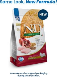 Farmina N&D Ancestral Grain Chicken & Pomegranate Mini Light Dry Dog Food, 5.5-lb bag slide 2 of 9