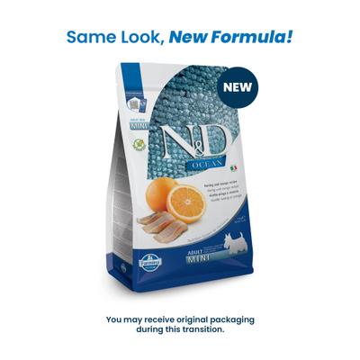 Show full view: Farmina Natural & Delicious Wild Herring Grain-Free Mini Breed Formula Dry Dog Food, 5.5-lb bag slide 3 of 11