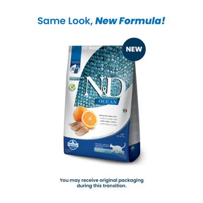 Show full view: Farmina N&D Ocean Herring & Orange Grain-Free Dry Cat Food, 11-lb bag slide 3 of 11