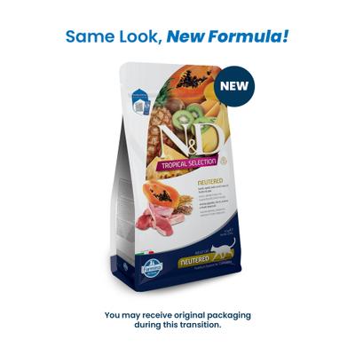 Show full view: Farmina N&D Tropical Selection Chicken Neutered Dry Cat Food, 3.3-lb bag slide 3 of 11