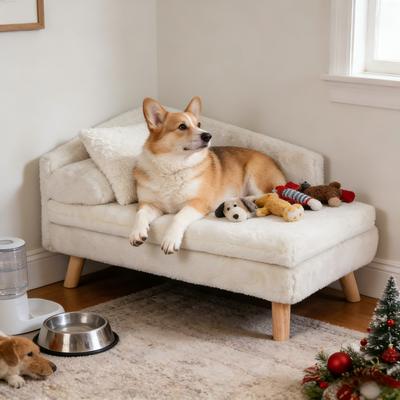 Show full view: Wisfor Elevated Waterproof L-Shaped Nordic Stool Cat Sofa Bed, White, Large slide 3 of 11