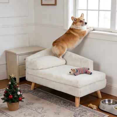 Show full view: Wisfor Elevated Waterproof L-Shaped Nordic Stool Cat Sofa Bed, White, Large slide 4 of 11