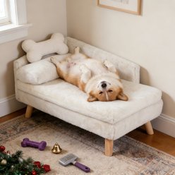 Wisfor Elevated Waterproof L-Shaped Nordic Stool Cat Sofa Bed, White, Large