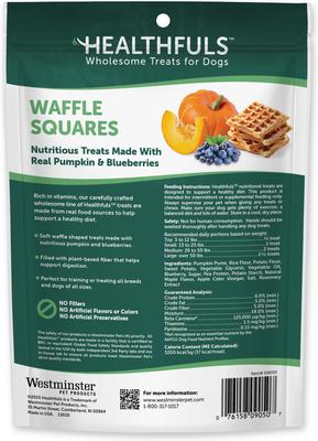 Show full view: Healthfuls Pumpkin & Blueberry Waffle Squares Soft & Chewy Dog Treats, 6-oz bag slide 3 of 8