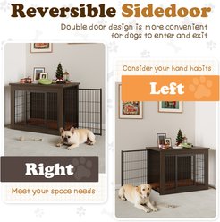 WARCAT Wooden Indoor Thick Cushion Double Door Furniture Style Dog Crate, Dark Brown, Medium slide 2 of 7