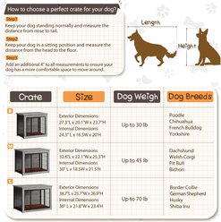 WARCAT Wooden Indoor Thick Cushion Double Door Furniture Style Dog Crate, Gray, Large slide 2 of 7