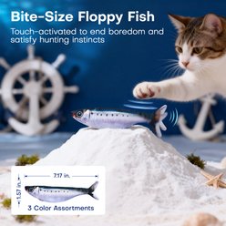 Potaroma Bite-Sized Realistic Flopping Fish Interactive Cat Motion Toy with Catnip, Multicolor, 7.1-in, 3 count slide 2 of 6