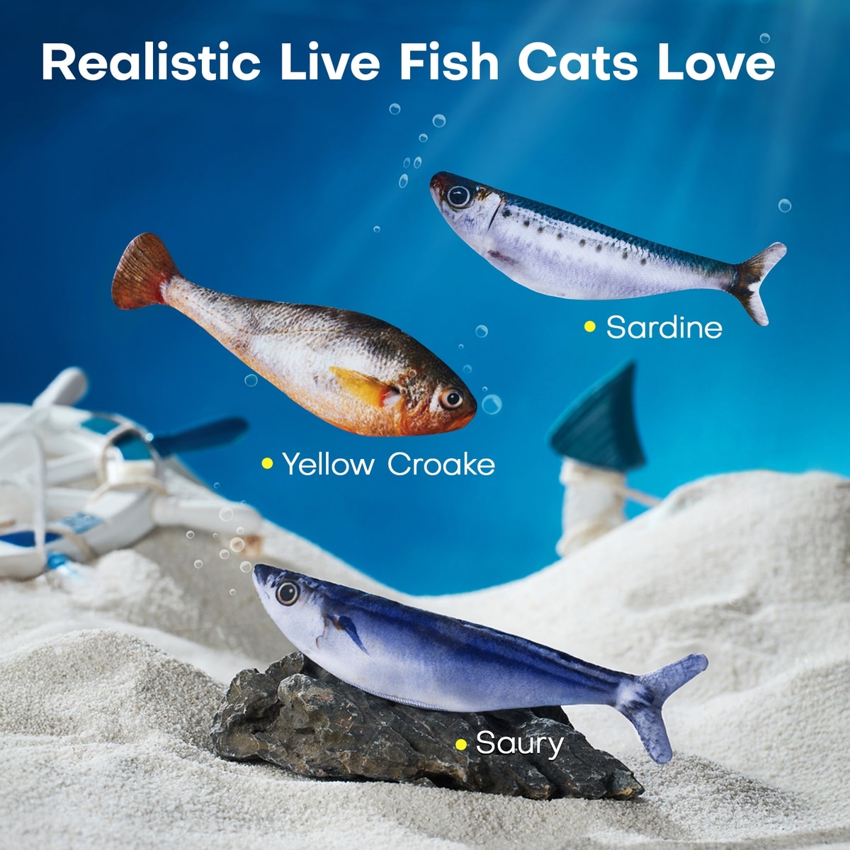 POTAROMA Bite-Sized Realistic Flopping Fish Interactive Cat Motion Toy ...