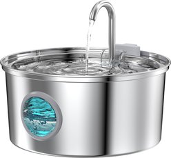 NautyPaws Stainless Steel Cat Water Fountain with Super Quiet &Transparent Window, 3.2-L slide 1 of 6