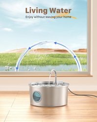 NautyPaws Stainless Steel Cat Water Fountain with Super Quiet &Transparent Window, 3.2-L slide 2 of 6