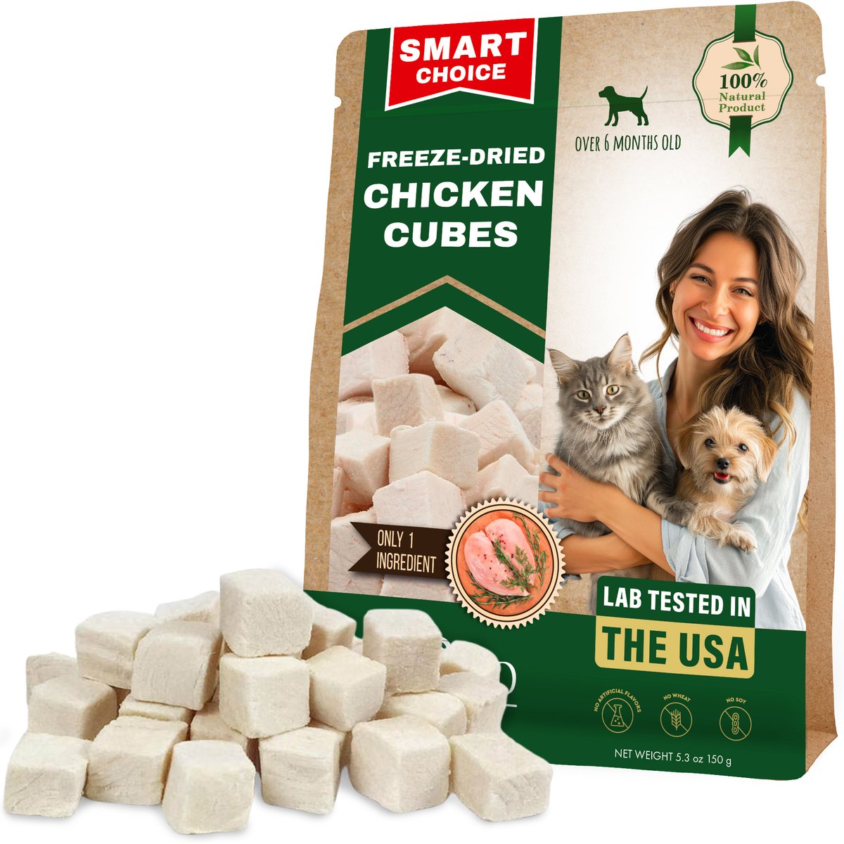 Beloved Pets Freeze-Dried Chicken Cubes Dog & Cat Treats, 5.3-oz bag