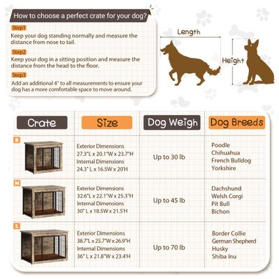 Show full view: WARCAT Wooden Indoor Thick Cushion Double Door Furniture Style Dog Crate, Lightgray, Large slide 6 of 7