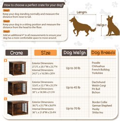 WARCAT Wooden Indoor Thick Cushion Double Door Furniture Style Dog Crate, Brown, Large slide 2 of 7