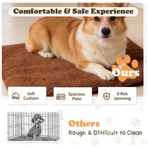 WARCAT Wooden Indoor Thick Cushion Double Door Furniture Style Dog Crate, Brown, Large