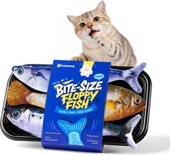 Potaroma Bite-Sized Realistic Flopping Fish Interactive Cat Motion Toy with Catnip, Multicolor, 7.1-in, 3 count