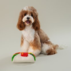 CHEWFFON Burrito Interactive Enrichment Crinkle Treat Puzzle Plush Dog Toy, White slide 2 of 6