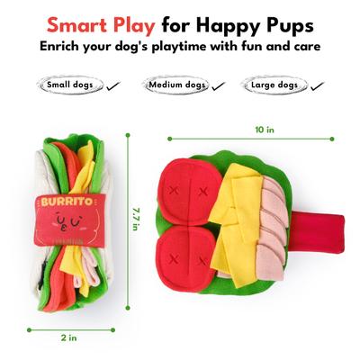 Show full view: CHEWFFON Burrito Interactive Enrichment Crinkle Treat Puzzle Plush Dog Toy, White slide 4 of 7