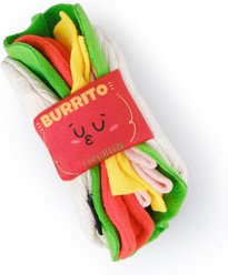 CHEWFFON Burrito Interactive Enrichment Crinkle Treat Puzzle Plush Dog Toy, White