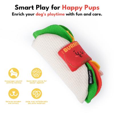 Show full view: CHEWFFON Burrito Interactive Enrichment Crinkle Treat Puzzle Plush Dog Toy, White slide 3 of 7