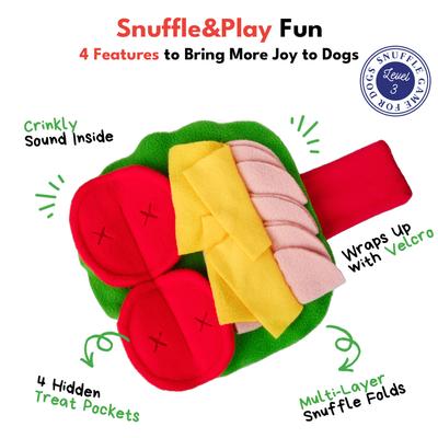 Show full view: CHEWFFON Burrito Interactive Enrichment Crinkle Treat Puzzle Plush Dog Toy, White slide 2 of 7