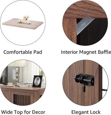 Show full view: Unipaws Furniture Style Dog Crate, Walnut, 36-in wide slide 3 of 9