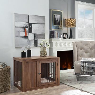 Show full view: Unipaws Furniture Style Dog Crate, Walnut, 36-in wide slide 5 of 9