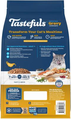 Show full view: Blue Buffalo Tastefuls Irresistible Gravy Experience Senior Chicken & Brown Rice Recipe Dry Cat Food, 5-lb bag slide 3 of 10