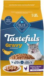 Blue Buffalo Tastefuls Irresistible Gravy Experience Senior Chicken & Brown Rice Recipe Dry Cat Food, 5-lb bag