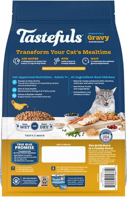 Show full view: Blue Buffalo Tastefuls Irresistible Gravy Experience Senior Chicken & Brown Rice Recipe Dry Cat Food, 3-lb bag slide 3 of 10