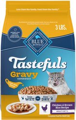 Blue Buffalo Tastefuls Irresistible Gravy Experience Senior Chicken & Brown Rice Recipe Dry Cat Food, 3-lb bag