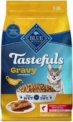 Blue Buffalo Tastefuls Irresistible Gravy Experience Salmon & Brown Rice Recipe Dry Cat Food, 5-lb bag