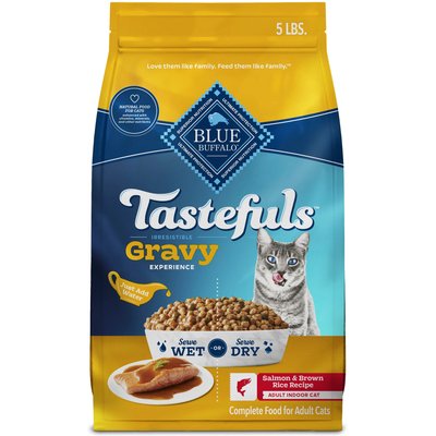Blue Buffalo Blue Buffalo Tastefuls Irresistible Gravy Experience Adult Indoor Salmon & Brown Rice Recipe Dry Cat Food, 5-lb bag