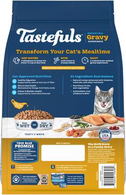 Show full view: Blue Buffalo Tastefuls Irresistible Gravy Experience Adult Indoor Salmon & Brown Rice Recipe Dry Cat Food, 3-lb bag slide 3 of 10