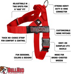 BullHug Adjustable No Choke & No Pull Dog Harness, Pink Checkers, Medium: 24 to 29-in chest slide 2 of 7