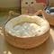 Show in main carousel: NonoPets Handwoven Rattan Natural Wicker Basket Cat Bed with Soft Cushion, Large slide 1 of 2
