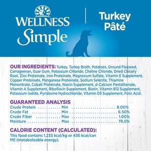 Wellness Simple Limited Ingredient Diet Grain-Free Turkey & Potato Formula Canned Dog Food, 12.5-oz, case of 12