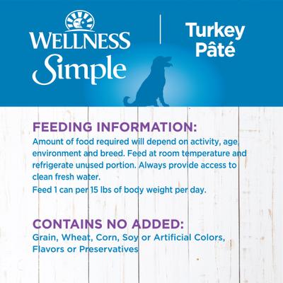 Show full view: Wellness Simple Limited Ingredient Diet Grain-Free Turkey & Potato Formula Canned Dog Food, 12.5-oz can, bundle of 24  slide 7 of 12