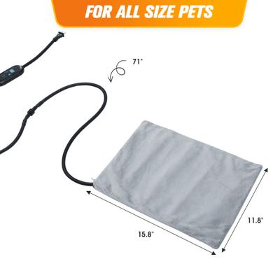 Show full view: Coziwow Adjustable Temperature & Waterproof Electric Dog & Cat Heating Pad with Timer, Chew Resistant Cord & Soft Washable Cover, Grey, Small: 12 x 16-in slide 2 of 7