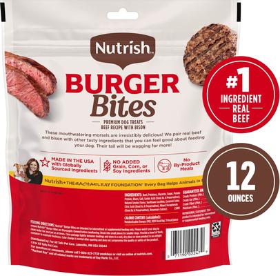 Show full view: Rachael Ray Nutrish Burger Bites, Beef Burger with Bison Grain-Free Dog Treats, 12-oz bag slide 3 of 12