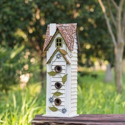 Glitzhome Oversized 3-Tiered Solid Wood Villa Decorative Outdoor Garden Bird House, White slide 2 of 9