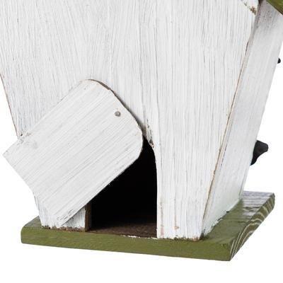 Show full view: Glitzhome Distressed Solid Wood Decorative Outdoor Garden Bird House with 3D Flower slide 9 of 9