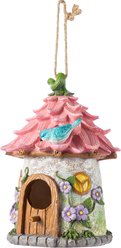 Glitzhome Resin Outdoor Garden Bird House, Pink