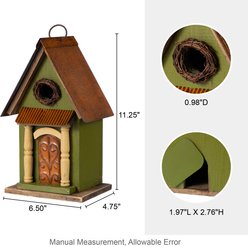 Glitzhome Distressed Solid Wood Decorative Outdoor Garden Bird House slide 2 of 9