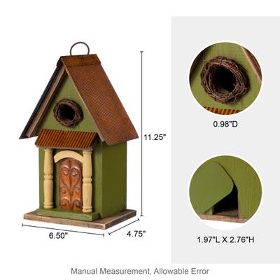 Show full view: Glitzhome Distressed Solid Wood Decorative Outdoor Garden Bird House slide 2 of 9