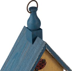 Glitzhome Distressed Solid Wood Cottage Garden Bird House with Bees & Flowers slide 2 of 9