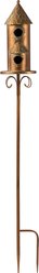 Glitzhome 53-in Farmhouse Faux Copper 2-Tiered Distressed Metal Decorative Garden Bird House with Stake