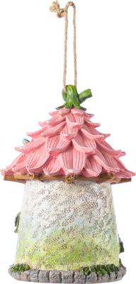 Show full view: Glitzhome Resin Outdoor Garden Bird House, Pink slide 6 of 9